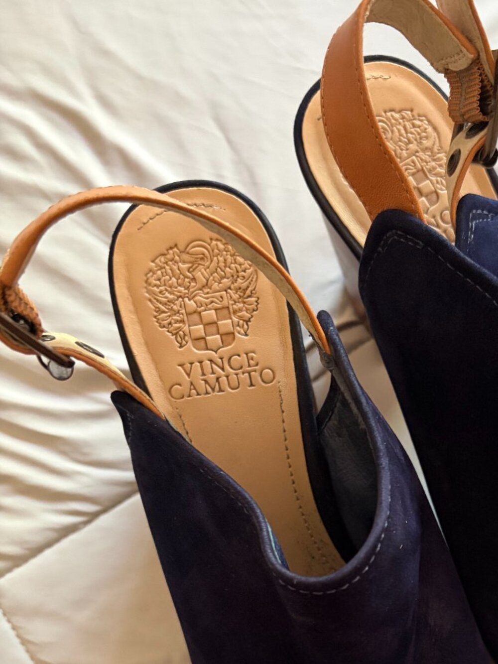 Deep Blue Suede - Vince Camuto Block Heels - Picture 3 of 3